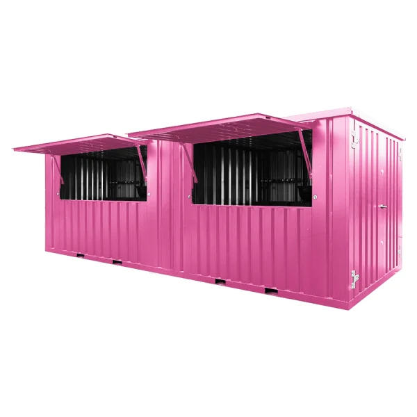 Demonterbarer Barcontainer 6×2 meter XL Rosa RAL 3015