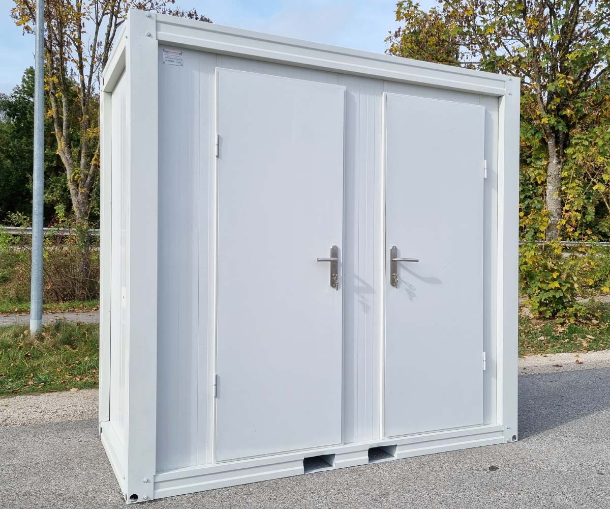 CA.jpg Sanitærbeholder SCD RAL 9002 Gråhvit | H 2335 x B 2400 x D 1200 mm | 2 dører | 2 toaletter - Bilde 1