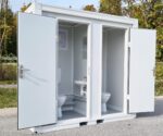 Sanitærbeholder SCD RAL 9002 Gråhvit | H 2335 x B 2400 x D 1200 mm | 2 dører | 2 toaletter - Bilde 5